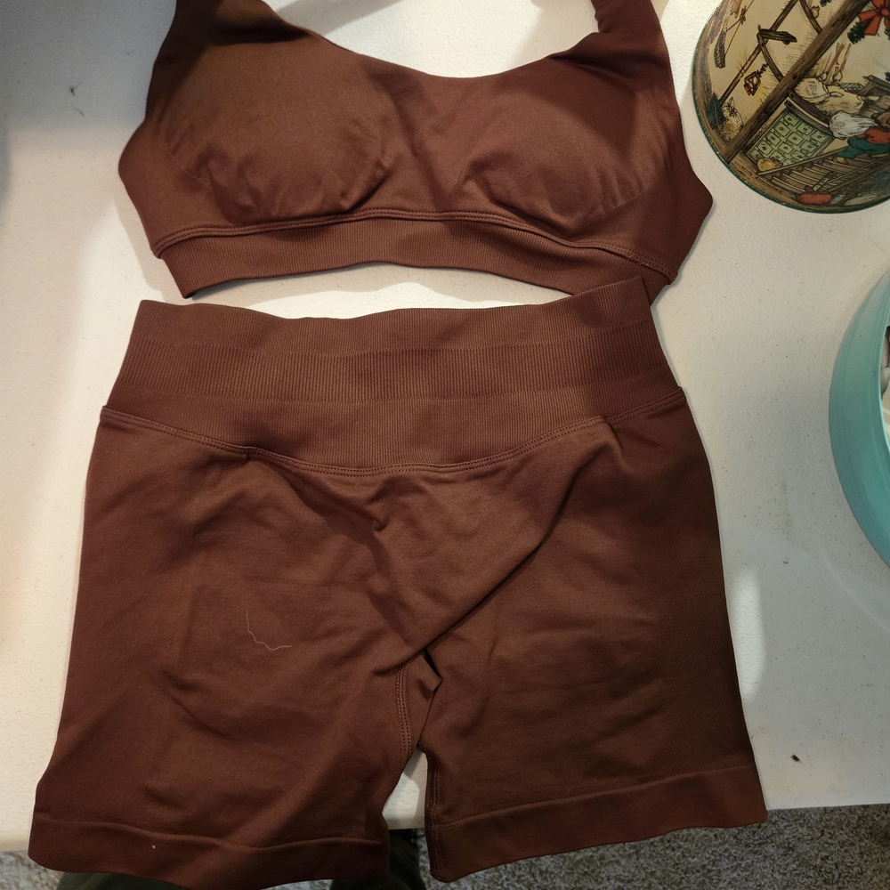Brown Sports Bra and Shorts Set NWOT